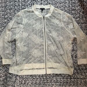 Whimsical Torrid Sheer Cream Lace Bomber Jacket Fairy Wedding Bridal